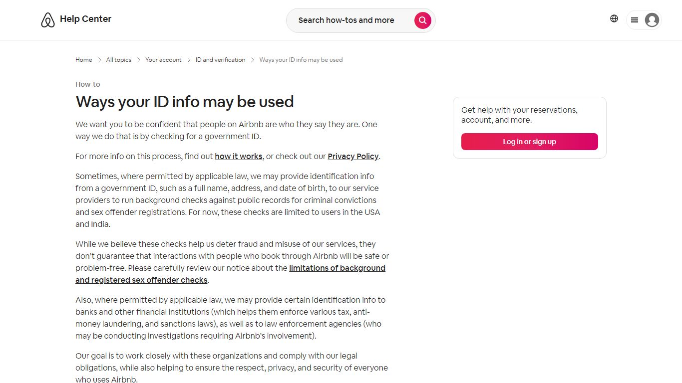 Ways your ID info may be used - Airbnb Help Center