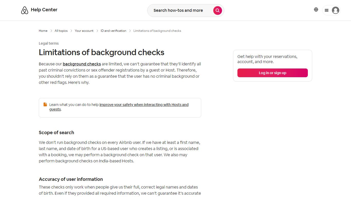 Limitations of background checks - Airbnb Help Center